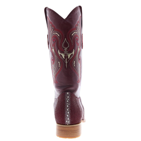 Los Altos 3X Toe Stingray Rowstone Mens Burgundy Wide Cowboy Western Boots