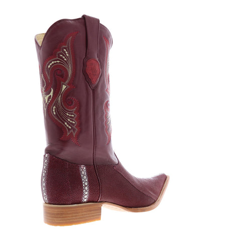 Los Altos 3X Toe Stingray Rowstone Mens Burgundy Wide Cowboy Western Boots