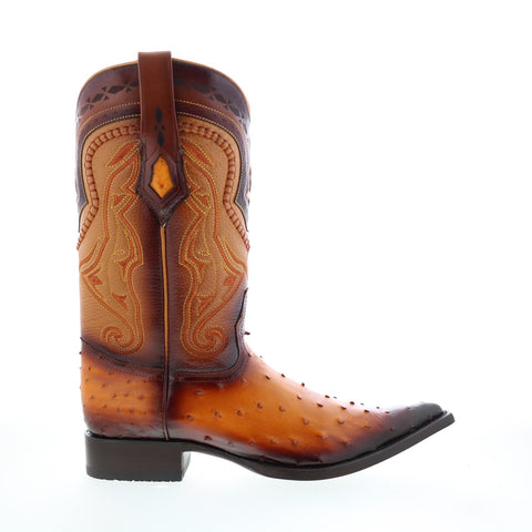 Los Altos 3X Toe Ostrich 9530301 Mens Brown Wide Cowboy Western Boots