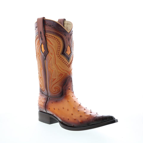 Los Altos 3X Toe Ostrich 9530301 Mens Brown Wide Cowboy Western Boots