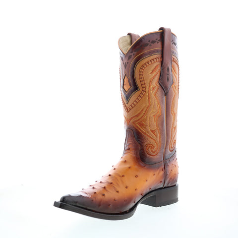 Los Altos 3X Toe Ostrich 9530301 Mens Brown Wide Cowboy Western Boots