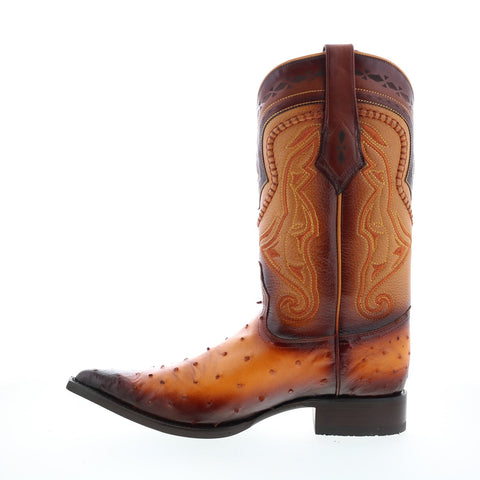 Los Altos 3X Toe Ostrich 9530301 Mens Brown Wide Cowboy Western Boots
