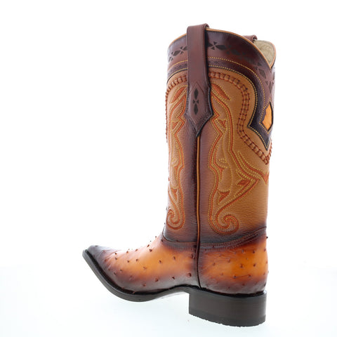 Los Altos 3X Toe Ostrich 9530301 Mens Brown Wide Cowboy Western Boots