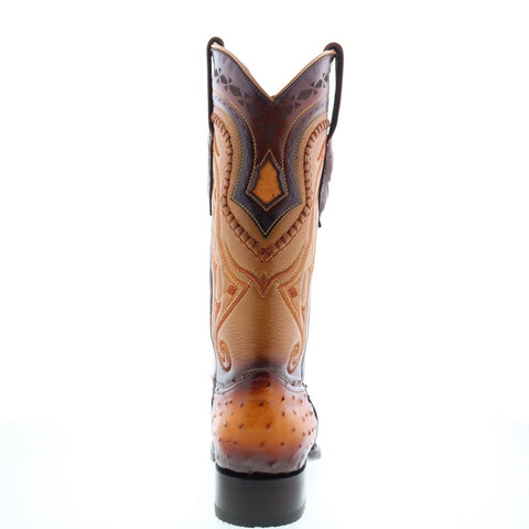 Los Altos 3X Toe Ostrich 9530301 Mens Brown Wide Cowboy Western Boots