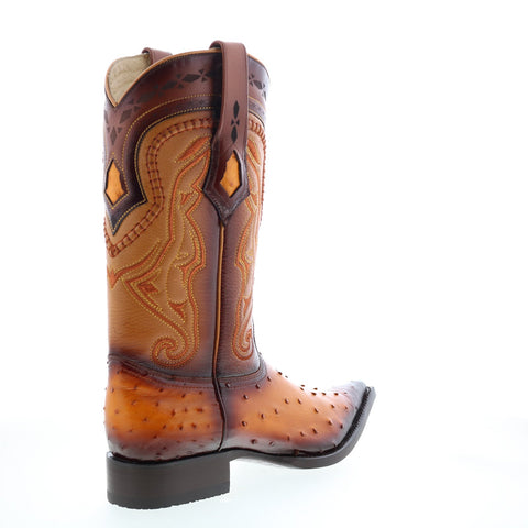 Los Altos 3X Toe Ostrich 9530301 Mens Brown Wide Cowboy Western Boots