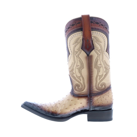 Los Altos 3X Toe Ostrich 9530315 Mens Brown Wide Cowboy Western Boots