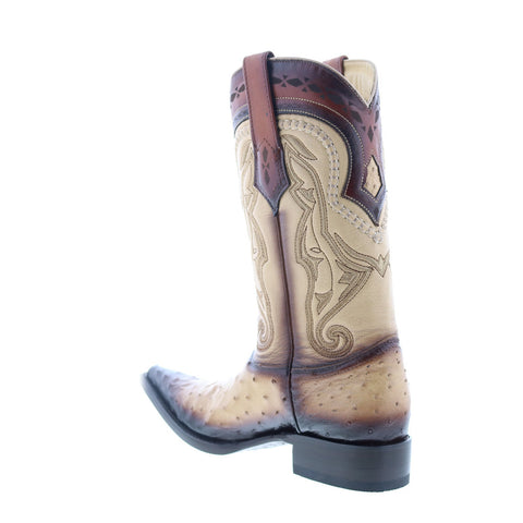 Los Altos 3X Toe Ostrich 9530315 Mens Brown Wide Cowboy Western Boots