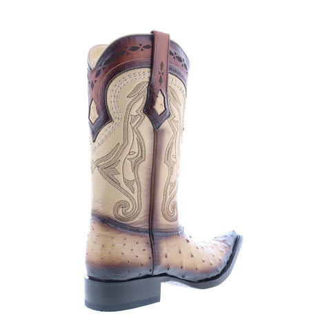Los Altos 3X Toe Ostrich 9530315 Mens Brown Wide Cowboy Western Boots