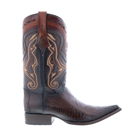 Los Altos 3X Toe Ostrich 9530316 Mens Brown Wide Cowboy Western Boots