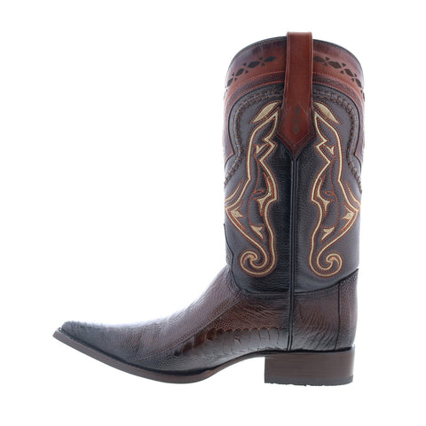 Los Altos 3X Toe Ostrich 9530316 Mens Brown Wide Cowboy Western Boots
