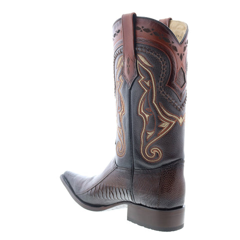 Los Altos 3X Toe Ostrich 9530316 Mens Brown Wide Cowboy Western Boots