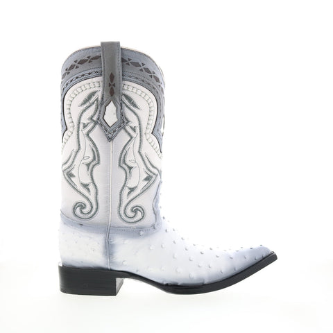 Los Altos 3X Toe Ostrich 9530328 Mens White Wide Cowboy Western Boots