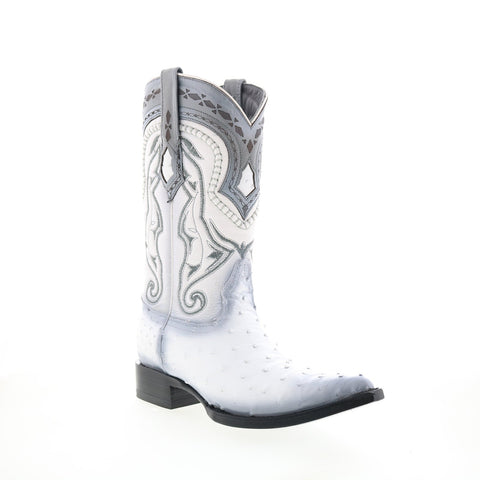 Los Altos 3X Toe Ostrich 9530328 Mens White Wide Cowboy Western Boots