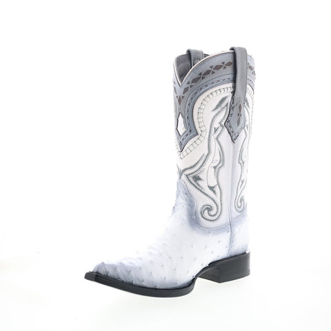 Los Altos 3X Toe Ostrich 9530328 Mens White Wide Cowboy Western Boots