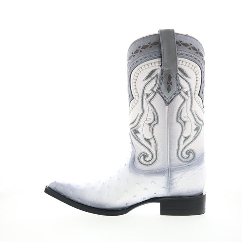 Los Altos 3X Toe Ostrich 9530328 Mens White Wide Cowboy Western Boots