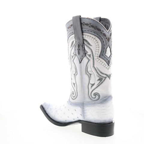 Los Altos 3X Toe Ostrich 9530328 Mens White Wide Cowboy Western Boots