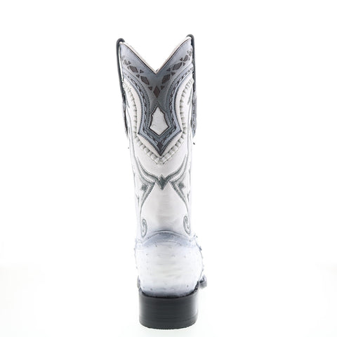 Los Altos 3X Toe Ostrich 9530328 Mens White Wide Cowboy Western Boots