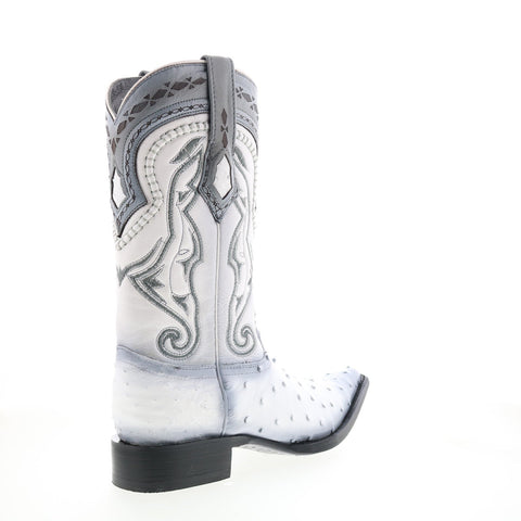 Los Altos 3X Toe Ostrich 9530328 Mens White Wide Cowboy Western Boots