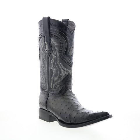 Los Altos 3X Toe Ostrich 9530338 Mens Gray Wide Leather Cowboy Western Boots