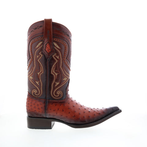 Los Altos 3X Toe Ostrich 9530357 Mens Brown Wide Cowboy Western Boots