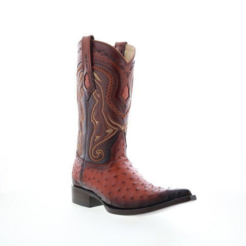 Los Altos 3X Toe Ostrich 9530357 Mens Brown Wide Cowboy Western Boots