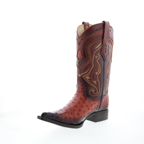 Los Altos 3X Toe Ostrich 9530357 Mens Brown Wide Cowboy Western Boots