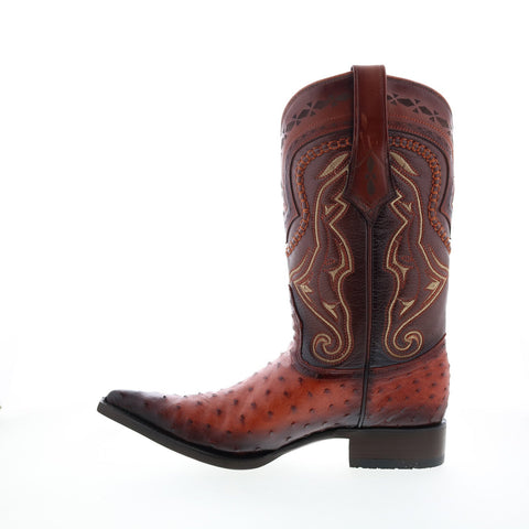Los Altos 3X Toe Ostrich 9530357 Mens Brown Wide Cowboy Western Boots