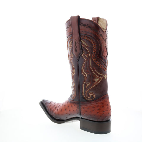 Los Altos 3X Toe Ostrich 9530357 Mens Brown Wide Cowboy Western Boots