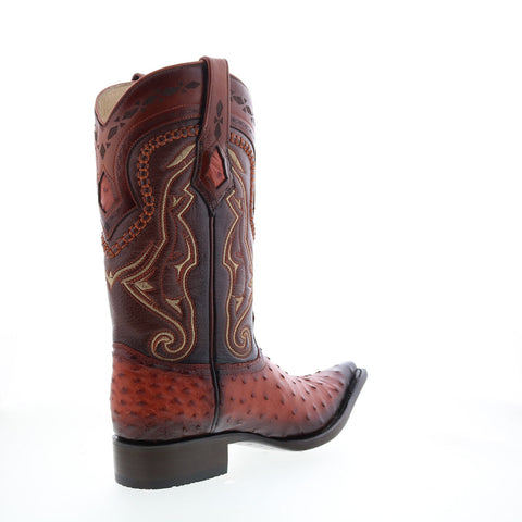 Los Altos 3X Toe Ostrich 9530357 Mens Brown Wide Cowboy Western Boots