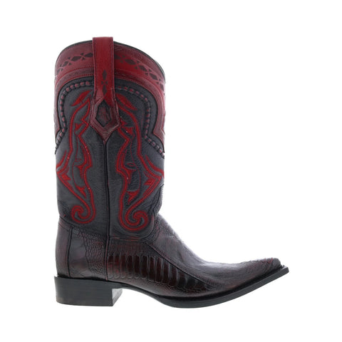 Los Altos 3X Toe Ostrich Leg 9530518 Mens Burgundy Wide Cowboy Western Boots