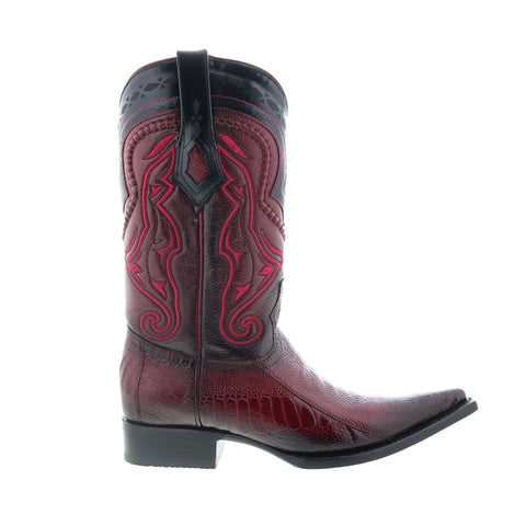 Los Altos 3X Toe Ostrich Leg Mens Burgundy Wide Cowboy Western Boots