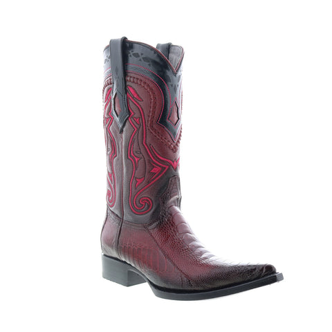 Los Altos 3X Toe Ostrich Leg Mens Burgundy Wide Cowboy Western Boots