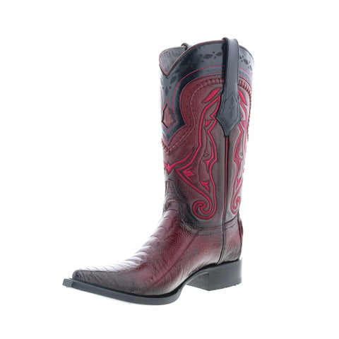 Los Altos 3X Toe Ostrich Leg Mens Burgundy Wide Cowboy Western Boots