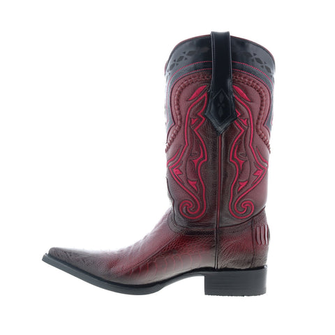 Los Altos 3X Toe Ostrich Leg Mens Burgundy Wide Cowboy Western Boots