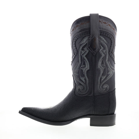Los Altos 3X Toe Stingray Single Stone Mens Black Wide Cowboy Western Boots