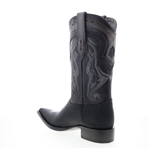 Los Altos 3X Toe Stingray Single Stone Mens Black Wide Cowboy Western Boots