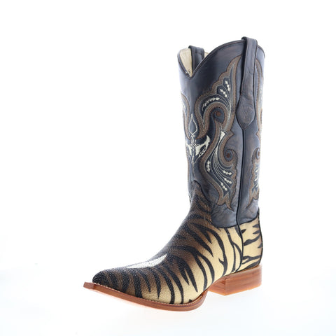 Los Altos 3X Toe Stingray Single Stone Tiger Mens Brown Wide  Western Boots