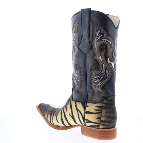 Los Altos 3X Toe Stingray Single Stone Tiger Mens Brown Wide  Western Boots