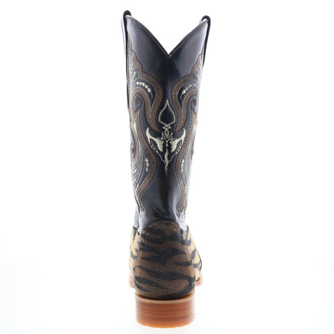 Los Altos 3X Toe Stingray Single Stone Tiger Mens Brown Wide  Western Boots