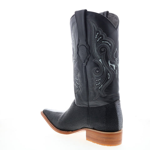 Los Altos 3X Toe Stingray Rowstone Finish Mens Black Wide Cowboy Western Boots
