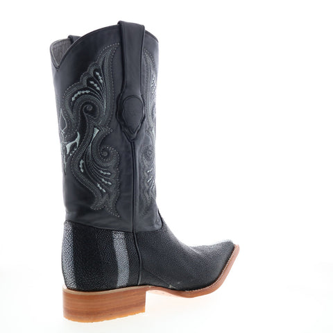 Los Altos 3X Toe Stingray Rowstone Finish Mens Black Wide Cowboy Western Boots
