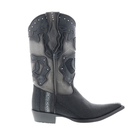 Los Altos 3X Toe Stingray Rowstone Mens Black Wide Cowboy Western Boots