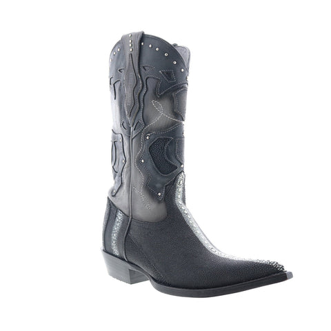 Los Altos 3X Toe Stingray Rowstone Mens Black Wide Cowboy Western Boots