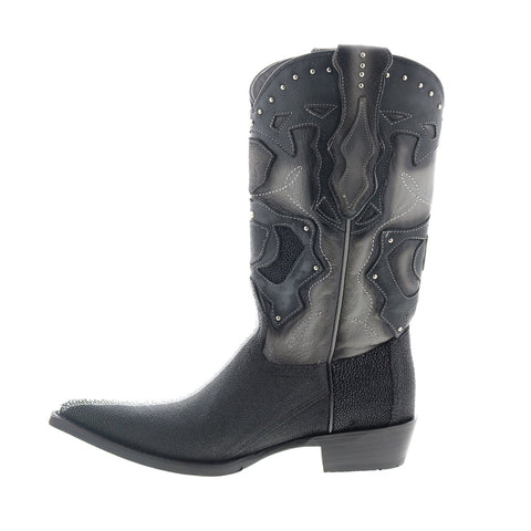 Los Altos 3X Toe Stingray Rowstone Mens Black Wide Cowboy Western Boots