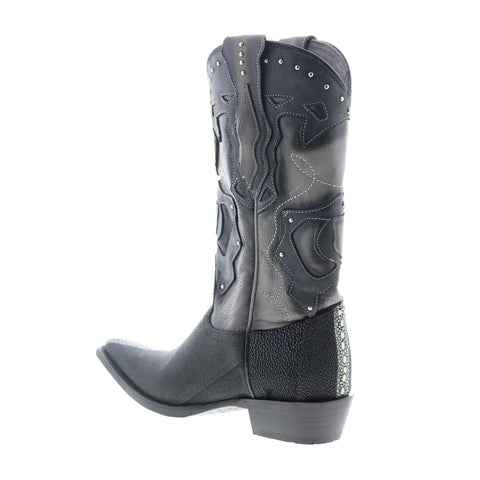 Los Altos 3X Toe Stingray Rowstone Mens Black Wide Cowboy Western Boots