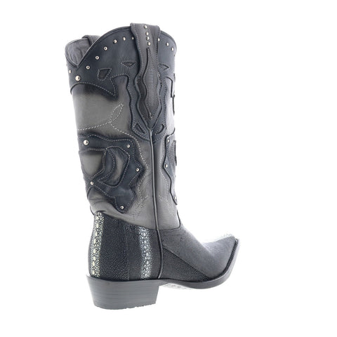 Los Altos 3X Toe Stingray Rowstone Mens Black Wide Cowboy Western Boots