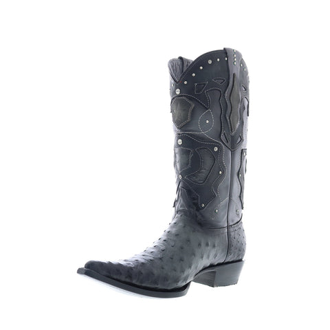 Los Altos 3X Toe Ostrich 95FD0338 Mens Gray Wide Cowboy Western Boots