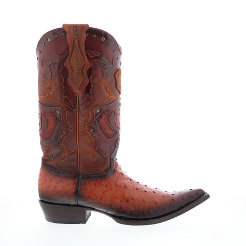 Los Altos 3X Toe Ostrich 95FD0357 Mens Brown Wide Cowboy Western Boots