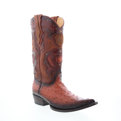Los Altos 3X Toe Ostrich 95FD0357 Mens Brown Wide Cowboy Western Boots