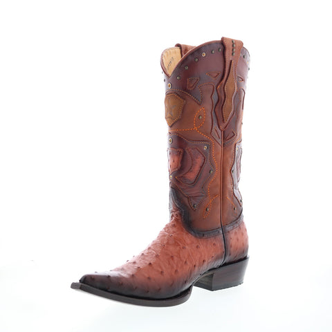 Los Altos 3X Toe Ostrich 95FD0357 Mens Brown Wide Cowboy Western Boots